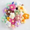 Flores Feitas à Mão DIY Flores Bufantes 4cm Crochê com Fio Feito à Mão Flores de Fio Fofas Acessórios para Roupas Bolsas Suéteres