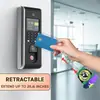 Porta-credencial acrílico con brillos para personal médico con temática de Halloween, con diseño giratorio y retráctil, con motivos de calabaza y fantasma