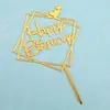 Pastel de Año Nuevo Tarjeta Brillante Decoración de Cumpleaños Tarjeta Acrílica Decoración Dorada de Pastel Feliz Accesorios para Hornear