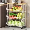 Prateleira de Armazenamento para Cozinha, Caixa de Lanches Doméstica de Chão, Cesta de Frutas e Legumes para Brinquedos na Sala de Estar, Carrinho de Legumes, Prateleira de Armazenamento Multicamadas