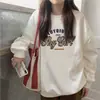 Moletom Tendência sem Capuz para Mulheres 2025 Novo Outono e Inverno Forrado com Fleece Solto Gola Redonda Top Top Casal Jaqueta