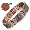 Pulsera de cobre rojo antigua de venta caliente transfronteriza hebilla de reloj exquisitamente tallada moda retro en forma de cruz piedra magnética completa joyería de mano para parejas al por mayor