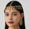 Tocados Metálicos Europeos y Americanos, Joyería de Aleación Estilo Étnico Retro, Cadena para el Cabello Artística y de Alta Gama con Borla Larga para Celebraciones de Festivales