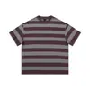 Camiseta de Manga Corta con Bloques de Color y Rayas de Peso Pesado Rumeng 270g para Hombre, Verano Retro Japonés Holgada con Bolsillo Casual Top Camiseta de Moda