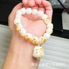 Raiz de Bodhi natural carvão grelhado garra de gato Jade Branco Bodhi esculpido pulseira pulseira garra de gato