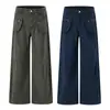 Bolsillo de parche curvo tridimensional, pantalones de trabajo de pierna ancha para mujer, corte holgado, efecto adelgazante, elegantes y modernos, jeans versátiles de pierna recta