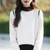 Suéter de Gola Alta Meia-Calça com Contraste Retrô para Mulheres no Outono e Inverno, Suéter de Tricô Soltinho Preguiçoso, Peça Básica Versátil e Emagrecedora