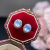 Recomendación de Producto Caliente: Aretes de Piedra Lunar Azul Natural para Mujer, Aretes de Piedra Lunar Azul Natural de Moda a Juego, Venta Directa de Fábrica