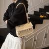Bolso Tejido de Alta Gama Transfronterizo para Mujer 2025 Nuevo Verano Moda Borla Un Hombro Bolso Cuadrado Pequeño Versátil Bolso Bandolera