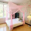 Mosquitero Cuadrado de Pie con Pliegues para Cama Redonda Estilo Nórdico Lujo Ligero Creativo Simple Jacquard Cuatro Puertas Elevado con Ganchos