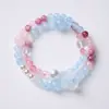 Pulsera de calcedonia azul persa natural de doble bucle, estilo chino nuevo, flor de melocotón de la buena suerte, pulsera en capas de alta gama, al por mayor