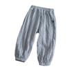 Calça Fina Respirável à Prova de Mosquitos de Algodão e Linho Estilo Japonês 2026 Nova Verão Infantil Simples Xadrez Calça Longa de Bebê
