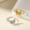 Anillo de Flor de Mariposa de Color Transfronterizo Galvanizado Simple Moda Versátil Estilo Coreano Lujo Ligero Ajustable Anillo para Viaje Diario para Mujeres