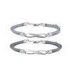 Pulsera de Pareja Mobius Plata Esterlina Diseño Nicho Conmemorativo Sensación Cuerda de Mano Amor Ins Regalo Día de la Gente Joyería