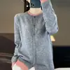 Cardigan de punto de dos piezas para mujer, versión coreana 2026, otoño e invierno, cuello redondo, suéter abrigo con bloques de color, chaqueta holgada de manga larga