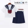Roupa de marinheiro para comércio exterior transfronteiriço, autêntica roupa universitária original estilo japonês, gola azul-marinho, uniforme JK branco de duas peças, conjunto básico