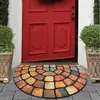 Tapete de Piso de Azulejo Floral Retrô Estilo Americano Transfronteiriço para Entrada, Resistente a Manchas e Fácil de Manter, Tapete de Entrada de Veludo Cristal Doméstico