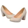 Sapatos femininos novos de primavera, estilo simples, lisos, com salto grosso alto, bico redondo, baixo, para trabalho, pretos, disponíveis em vários tamanhos