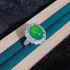 Anillo de Lujo Estilo Chino Nuevo con Calcedonia Blanca Hielo Incrustada y Bañado en Plata Ágata Jade Anillo para Mujer Suministro en Vivo Anillo de Calcedonia