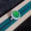 Anillo de Plata Chapada con Incrustaciones de Calcedonia Verde Caricatura Mickey Mouse para Mujer Ágata Verde Esmeralda Jade Anillo Vivo Regalo