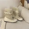 Botas Elegantes de Cano Médio com Fivela Dupla para Mulheres, Sola Grossa de Verão que Aumenta a Altura para Pessoas Baixas, Botas de Cavaleiro, Botas Arredondadas Versáteis, Botas da Moda
