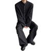 Sentindo-se bandido bonito xiangfeng jaqueta de terno curta masculina fivela de metal terno gola alta clipe outono chinês preto