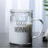 Internet Celebridade Moda Logo Copo de Vidro Copo de Água Home Bom Dia Copo Suco Copo Leite Copo com uma tampa e uma tampa Prático Copo de Água