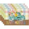 Manteles Individuales de Lino Floral de Venta Caliente Transfronteriza para Primavera y Verano, Esterillas Impresas Aislantes del Calor, Posavasos Rectangulares para Mesa de Comedor, Manteles Individuales para Platos al por Mayor