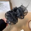 Grampo de cabelo de laço de cetim vintage feminino elegante e baixo, clipe de pontail para trás, grampo de cabelo para cabeça