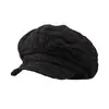 Boina plisada de cuadros con lazo lindo coreana de alta calidad para mujer, estilo otoño, adelgazante de rostro, gorra tipo pico artística