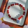 Pulsera de Plata Pura con Ágata Roja y Patrón de Nube, Moderna y Versátil, Adecuada para el Trabajo Diario, Sencilla y Elegante, Versátil, Diseño de Nicho