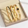 Pulseira de Aço Inoxidável com Números Romanos de Alto Padrão Estilo Europeu e Americano, Pulseira Cravejada de Estrelas e Diamantes, Conjunto de Pulseiras Retrô da Moda para Mulheres