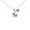 Plata de Ley S925 Nuevo Colgante de Caballo Mecedora Esmaltado Collar Dibujo Animado Colorido Infantil Caballo Mecedora Colgante de Moda Venta al por Mayor
