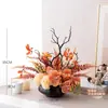Flores Estilo Pintura al Óleo Americana Retro, Flores Artificiales, Mesa de Comedor de Sala de Estar de Lujo Ligero, Mesa de Café de Recibidor, Adornos Decorativos de Caligrafía
