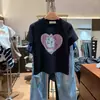 Conjunto Minimalista Estilo Coreano con Camiseta de Manga Corta con Estampado de Gato Marie de Dibujos Animados para Mujer, Top de Verano Ajustado para Figuras Pequeñas