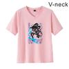 Camiseta informal de una pieza con estampado 2D de algodón, cuello en V, manga corta, para hombre y mujer, con estampado de dibujos animados del Día del Comercio Exterior