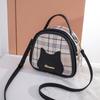 Bolso de mujer 2023, estilo coreano, moderno, dulce, bonito, con estampado de cuadros y gato en contraste, bandolera de media caña, bolso de hombro