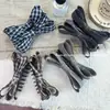 Pinza de plátano con lazo de tela a cuadros estilo coreano, pinza vertical de alta gama y exquisita para peinado semirecogido de mujer, accesorio para el cabello