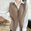 Nuevo Chaleco Cardigan de Punto de Lana Pura con Cuello en V, Patrón Trenzado, Color Sólido, Corte Holgado, Chaleco sin Mangas para Superponer, Otoño e Invierno 2026