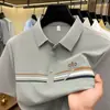 Camiseta Masculina de Nylon Manga Curta Lapela Verão Nova Casual Meia Manga para Homens de Meia-Idade e Idosos Camisa Polo