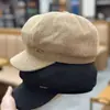 Sombrero Octagonal Estilo Nuevo para Mujer en Primavera, Otoño e Invierno, Gorra de Boina de Moda, Gris Negro Casual