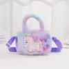 Bolso Cruzado de Felpa al Hombro My Little Pony Lindo Bolso Cruzado Dibujos Animados Bolso de Mano para Niños Bolso de Mano de Felpa Tie-Dye