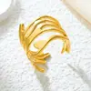Venta Caliente Europea y Americana Estilo Retro Anillo de Onda Sonora de Barra Larga Geométrica de Acero de Titanio Acero Inoxidable Simple Anillo de Dedo