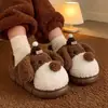 Pantuflas de algodón con dibujos animados para otoño e invierno para mujer, pantuflas cálidas de felpa antideslizantes para interior para hombre, pantuflas de algodón de cachorrito lindo al por mayor