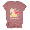Nd segundo grado europeo casual cuello redondo moda versátil camiseta para mujer comercio electrónico transfronterizo de Amazon manga corta