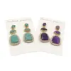 Me109 Lujo Accesible de Gama Alta Amatista Lapislázuli Multicolor Doble Gema Diseño Pavimentado con Circonitas Aretes de Joyería para Mujer