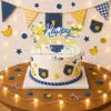 Bandera Banner de Fiesta de Cumpleaños Serie Minions Nuevo Dibujo Animado Transfronterizo Decoración Topper para Pastel Amarillo y Azul
