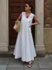 Vestido Cruzado sin Mangas Estilo Europeo y Americano Verano 2026 Nuevo Algodón Puro Vacaciones Casual Cuello en U Holgado Largo