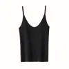 Chaleco de punto fino de cachemira con tirantes finos para mujer, nuevo para otoño e invierno, cuello en V, sin mangas, camisola interior sexy