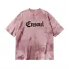 Camiseta nueva de manga corta a la moda estilo hip-hop americano, camiseta vintage con estampado desteñido y efecto desgastado, camiseta de manga corta para hombre de corte holgado con cuello redondo